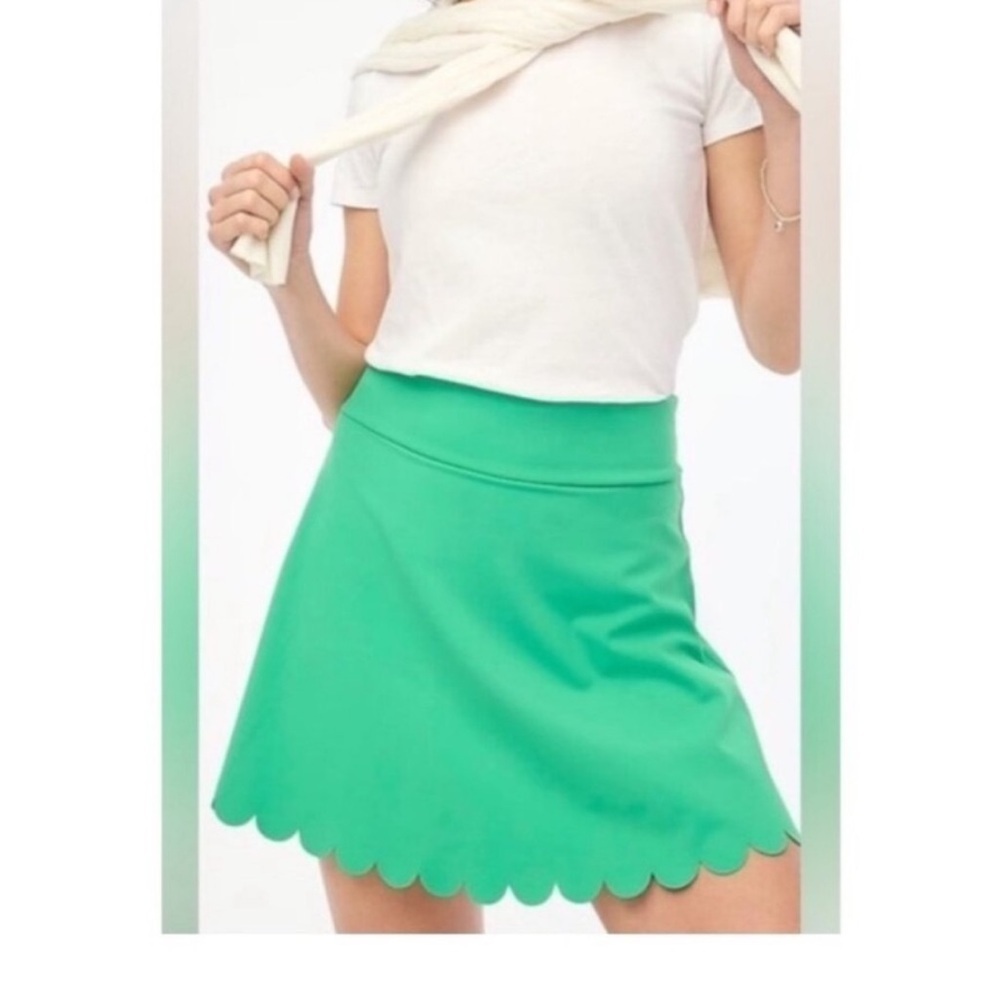 NWT J. Crew Bright Green Scallop-Hem Skater Skort size XXL